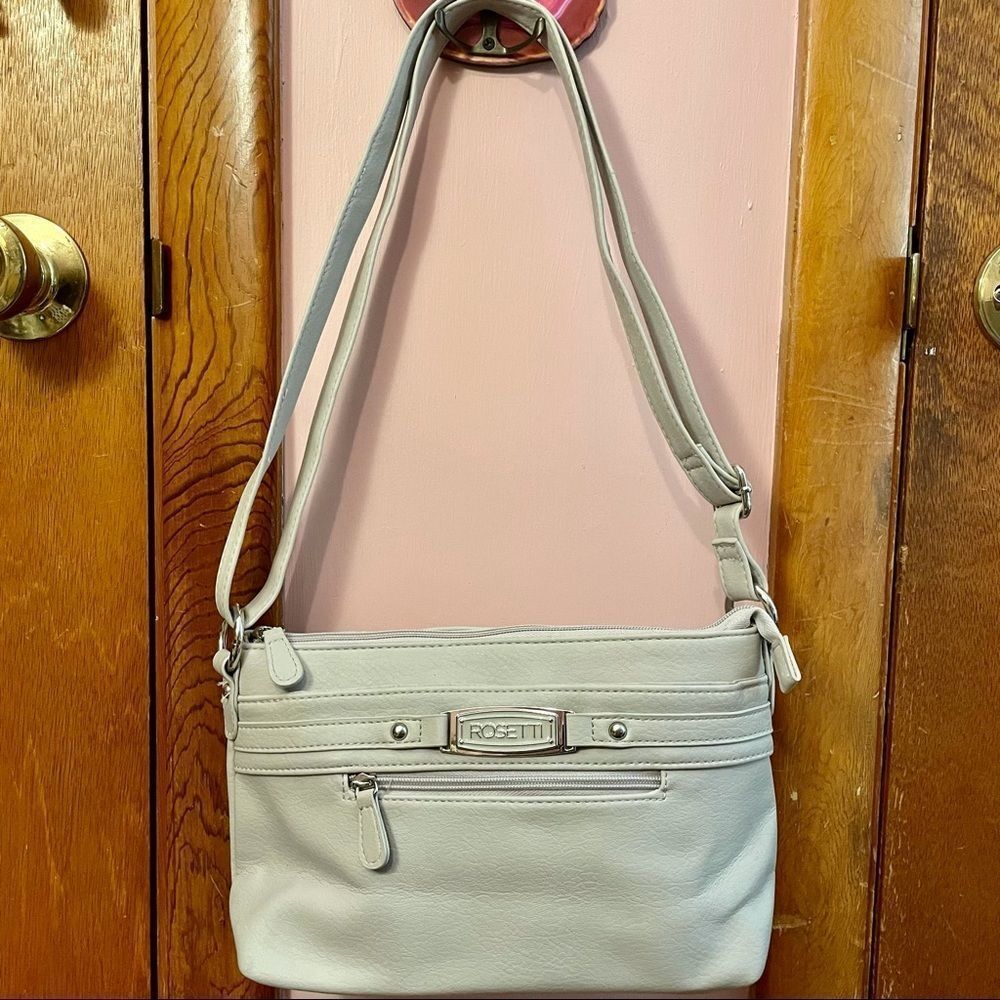 Rosetti cream and silver cross-body bag
